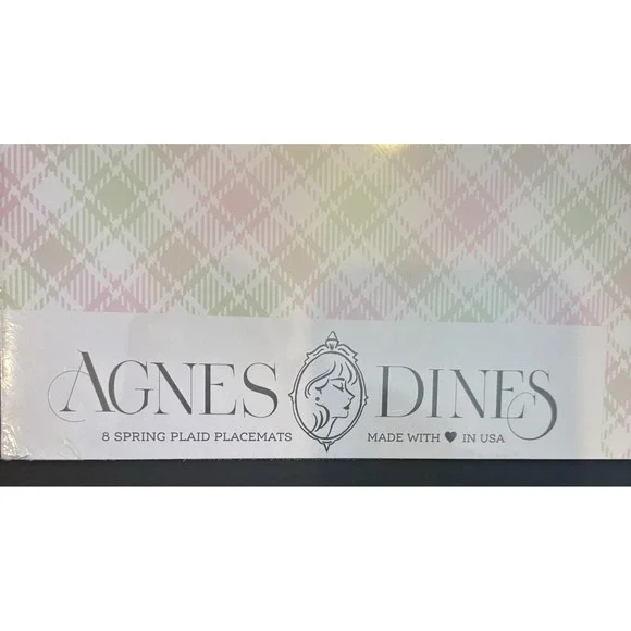 Agnes Dines Spring Plaid Paper Placemats 8 Pcs Pink & Green USA Made 17x 11" NEW - Picture 2 of 5